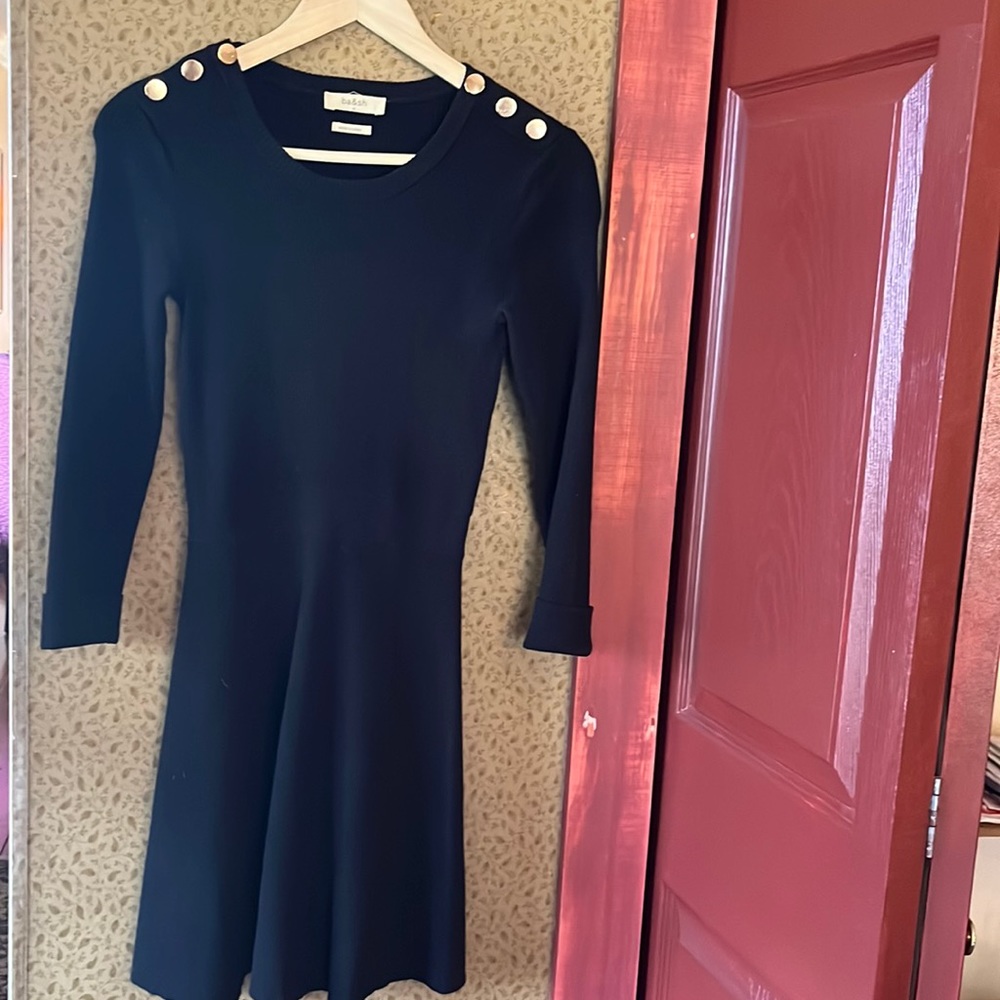 Black rib knit dress